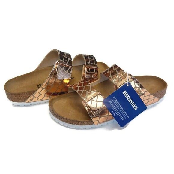 Birkenstock Arizona BS Sandals Womens Size 9-9.5 NARROW Fit Gator Gleam Copper - Picture 10 of 10
